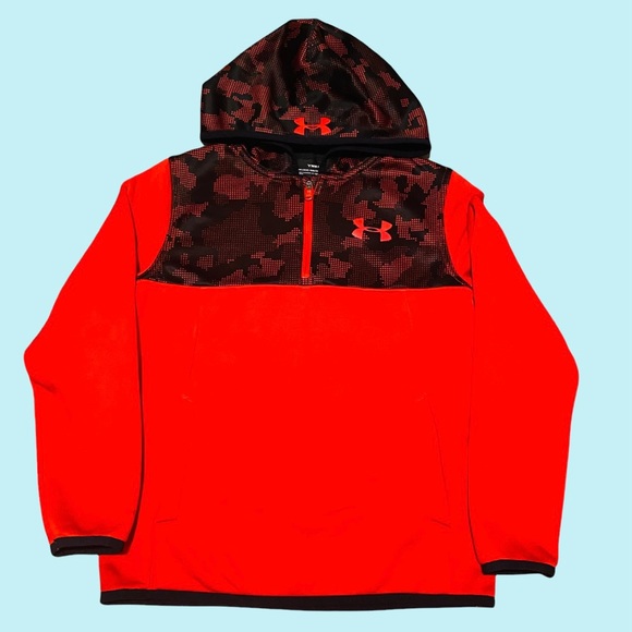 Under Armour Storm Coldgear Boys Size YMD Red Fleece Hoodie Sweater - Picture 2 of 6